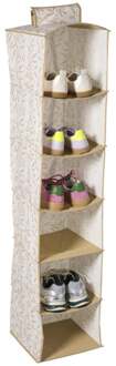Hang organiser leafs met 6 vakken - bruin/beige - 125x30x30 cm