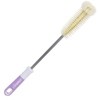 Hangable L-Vormige Siliconen Glas Borstel Lange Steel Cup Borstel Huishoudelijke Thee Keuken Wassen Cup Baby Fles Spons borstel lang paars