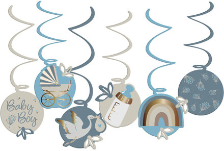Hangdecoratie Blooming Baby Boy ( 6st) Blauw