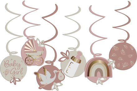 Hangdecoratie Blooming Baby Girl (6st) Roze