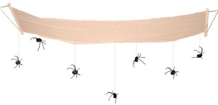 Hangdecoratie halloween spinnen aan hangmat 310 cm