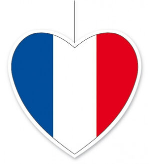 Hangdecoratie hart Frankrijk 28 cm - Franse vlag EK/WK landen versiering