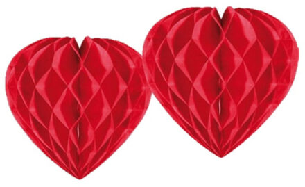 Hangdecoratie hartje rood - 4x - papier - D30 cm - versiering - Valentijnsdag/bruiloft