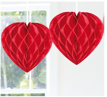 Hangdecoratie hartje rood - papier - D30 cm - versiering - Valentijnsdag/bruiloft
