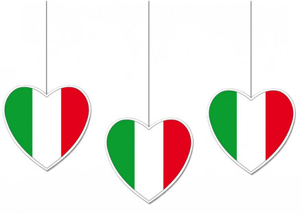 Hangdecoratie hartje van landen vlag Italie - 3x - H28 cm - EK/WK - versiering - papier Multi