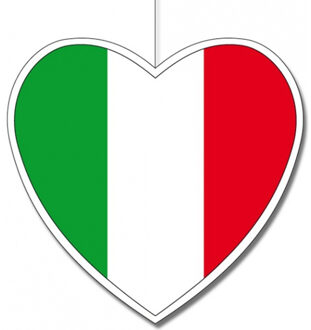 Hangdecoratie hartje van landen vlag Italie - H28 cm - EK/WK - versiering - papier Multi