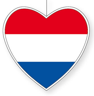 Hangdecoratie hartje van landen vlag Nederland - H14 cm - EK/WK - versiering - papier Multi
