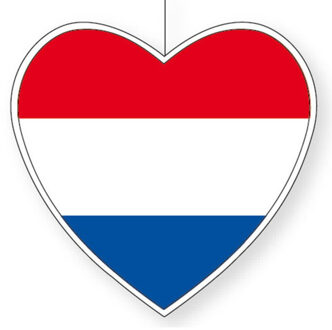 Hangdecoratie hartje van landen vlag Nederland - H28 cm - EK/WK - versiering - papier Multi