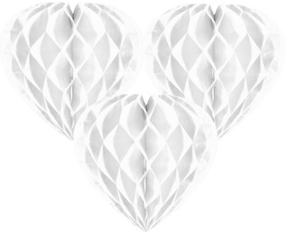Hangdecoratie hartje wit - 5x - papier - D30 cm - versiering - Valentijnsdag/bruiloft