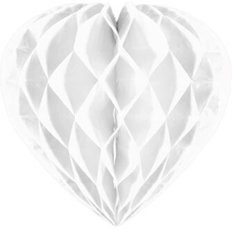 Hangdecoratie hartje wit - papier - D30 cm - versiering - Valentijnsdag/bruiloft