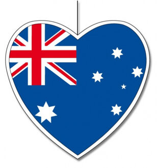 Hangdecoratie hartjes van vlag Australie - 28 cm - Australische vlag - WK landen versiering
