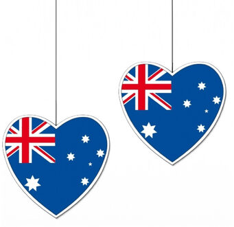 Hangdecoratie hartjes van vlag Australie - 2x - 28 cm - Australische vlag - WK landen versiering