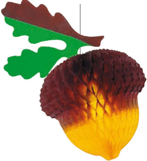 Hangdecoratie herfst thema decoratie eikel - groot - 30 cm - Versiering scholen winkels Multi