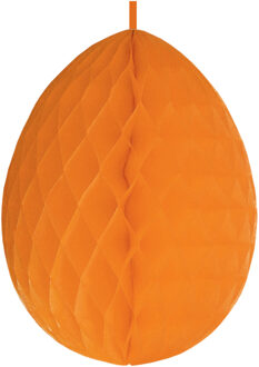 Hangdecoratie honeycomb paasei oranje van papier 30 cm - Feestdecoratievoorwerp