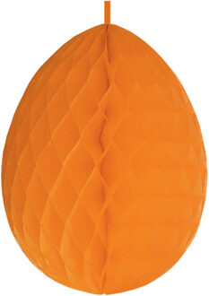 Hangdecoratie honeycomb paasei oranje van papier 30 cm