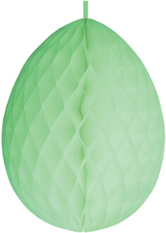 Hangdecoratie honeycomb paasei pastel groen van papier 30 cm - Feestdecoratievoorwerp