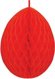 Hangdecoratie honeycomb paasei rood van papier 30 cm - Feestdecoratievoorwerp