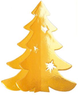 Hangdecoratie karton kerstboom goud 35 cm Goudkleurig