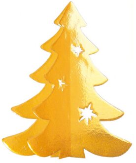 Hangdecoratie karton kerstboom goud 35 cm - Hangdecoratie Goudkleurig