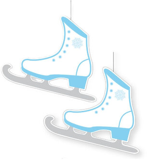 Hangdecoratie kunstschaats - 2x - 24 x 30 cm - papier/karton - schaats thema decoratie