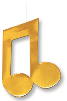 Hangdecoratie muzieknoot - goud - 29 x 18 cm - van karton - Muziek thema versiering