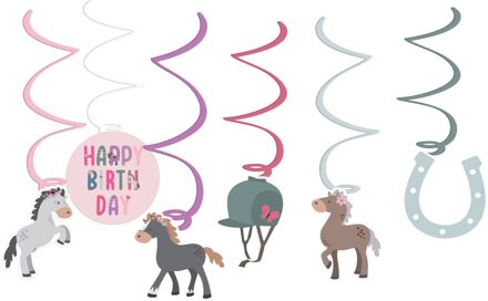 Hangdecoratie Paarden Happy Horses (6st) Multikleur - Print