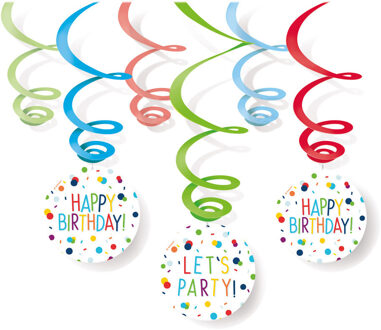 Hangdecoratie Swirl Confetti Verjaardag (6 Stuks) Wit