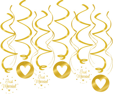 Hangdecoratie Swirl Just Married Goud (12st) Goud - Brons