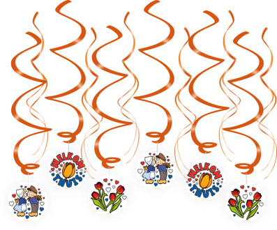 Hangdecoratie Swirl Welkom Thuis Cartoon Holland (12st) Multikleur - Print