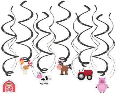 Hangdecoratie Swirls Boerderij Dieren (12st) Multikleur - Print