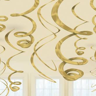Hangdecoratie Swirls Goud - 12 Stuks Goud - Brons