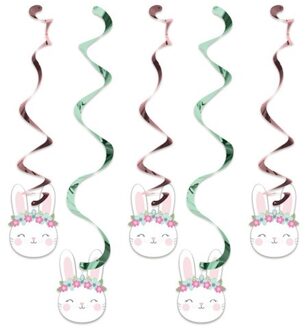 Hangdecoratie Swirls Konijnen (5st) Multikleur - Print