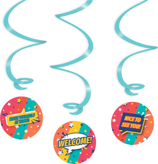 Hangdecoratie Swirls 'Welcome' Rainbow (3st) Multikleur - Print