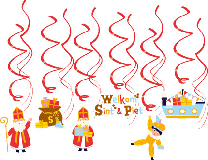 Hangdecoratie Swirls Welkom Sint & Piet Vigo (12st) Multikleur - Print