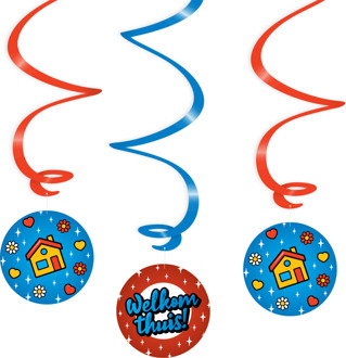 Hangdecoratie Swirls Welkom Thuis Cartoon (3st) Multikleur - Print