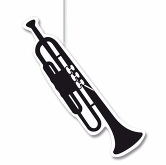 Hangdecoratie trompet - 42 cm - papier/karton - brandvertragend - muziek thema versiering