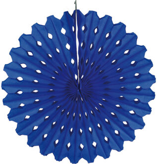 Hangdecoratie waaier/honeycomb - papier - blauw - 45 cm - feestversiering