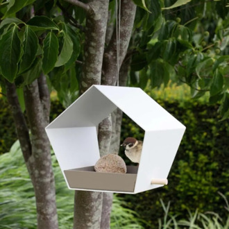 Hangend vogelvoederhuisje Small Diamond wit