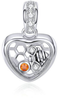 Hangende bedel bijenhoningraat in hart Zilver - One size
