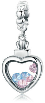 Hangende bedel romantisch hart gevuld met steentjes Zilver - One size