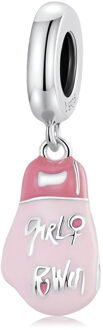 Hangende bedel roze handschoen / girlpower Zilver - One size