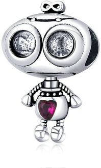Hangende bedel verliefde robot Zilver - One size