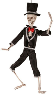 Hangende horror decoratie skelet 50 cm bruidegom Zwart