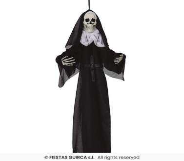 Hangende horror decoratie skelet non 50 cm - Halloween poppen Zwart