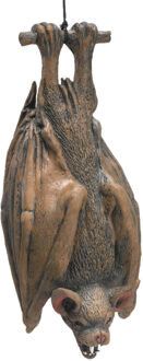 Hangende horror decoratie vleermuis - 35 cm - Rubberen Halloween vleermuizen versiering