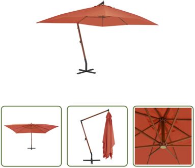 Hangende Houten Parasol - Tuinparasol 400x300x285 cm - Terracotta Bruin