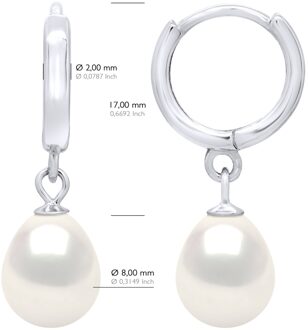 Hangende Oorbellen Echte Geëngageerde Zoetwaterparel Pear 8-9 mm Wit