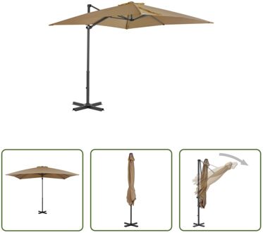 Hangende Parasol - 250 x 250 x 230 cm - Taupe - UV-beschermend polyester - Aluminium paal - Met