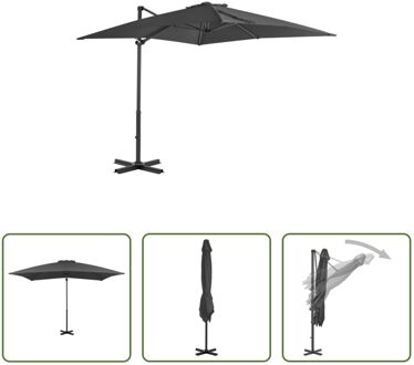 Hangende Parasol - Elegant - UV-Beschermend - Gemakkelijk Schoon te maken - Stevige Kruisvoet - Grijs