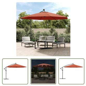 Hangende Parasol - LED-verlichting - UV-beschermend - 350 x 290 cm - Terracotta Bruin